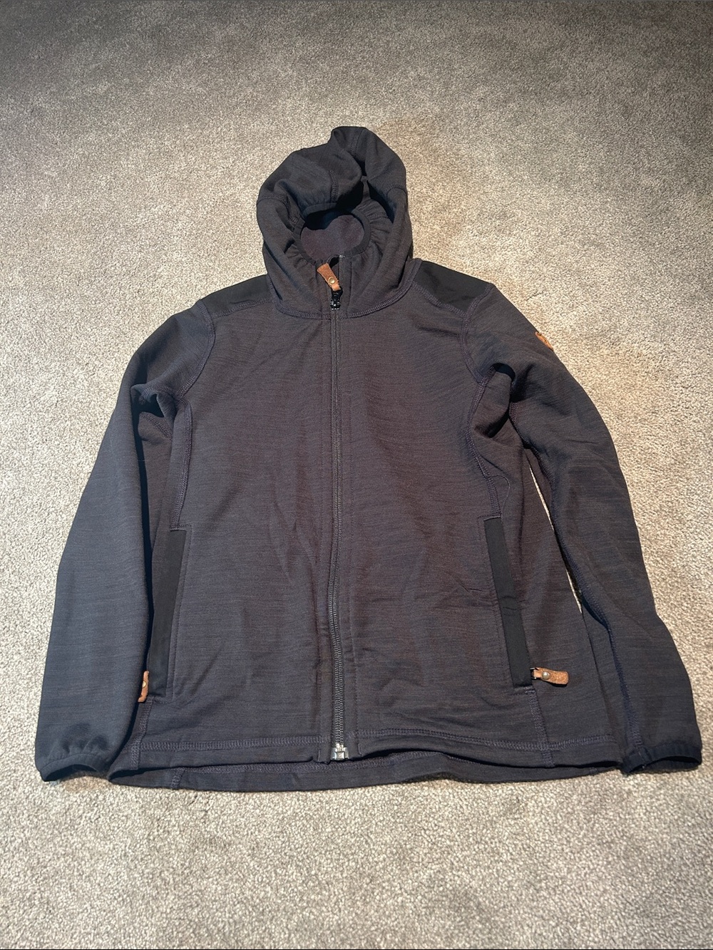 Fjallraven Kids Black Full‑Zip Hooded Jacket